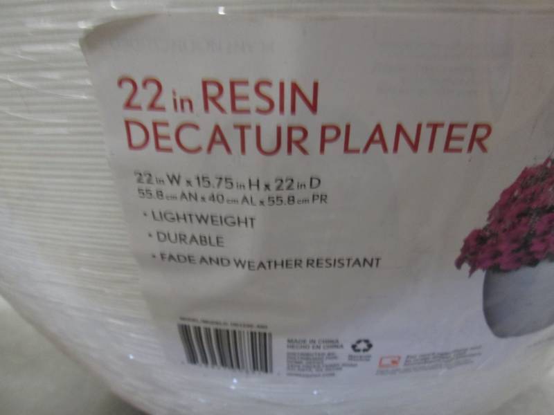 Decatur 22 in. Blanc de Blanc Resin Planter Pot