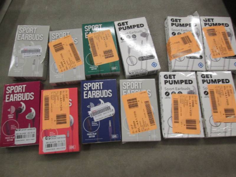 lot 211 image: Lot of 12 Sports Ear Buds Retail $4...