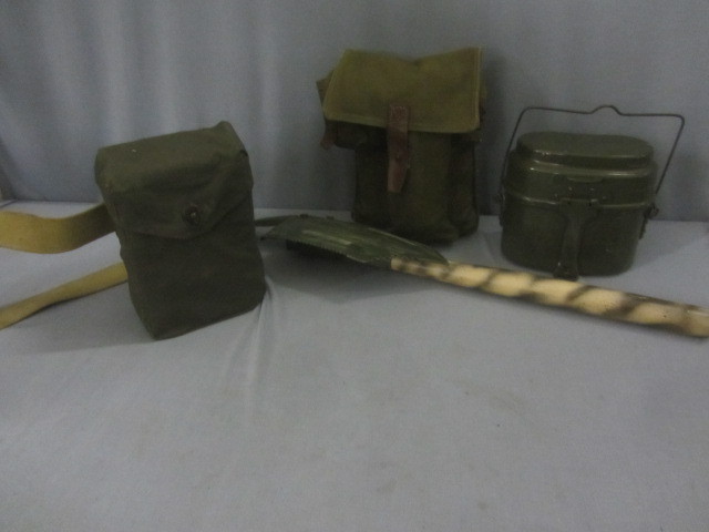 lot 82 image: Ammo Pouch, Mess Kit, Folding Shovel