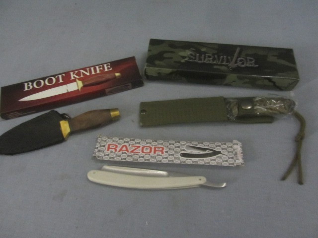 lot 169 image: Boot Knife, Survivor Knife, Shaving Blade