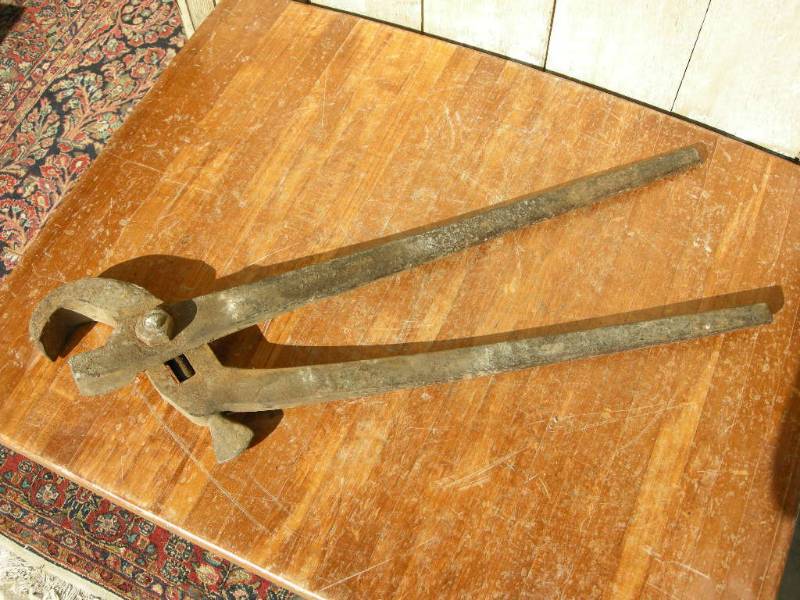 lot 12 image: Large Antique Blacksmith Tongs, Bender