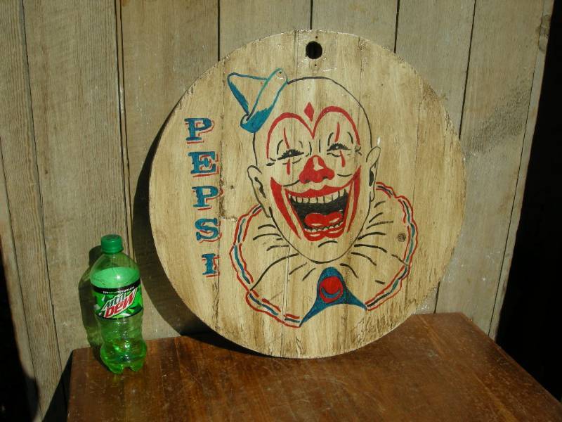 lot 28 image: Vintage Look Pepsi Clown Sign