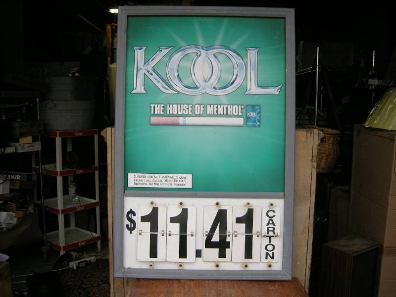 lot 82 image: Vintage Kool Cigarette Price Sign