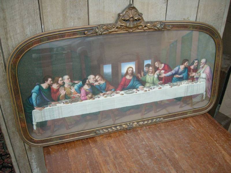 lot 96 image: Antique Last Supper Framed Print