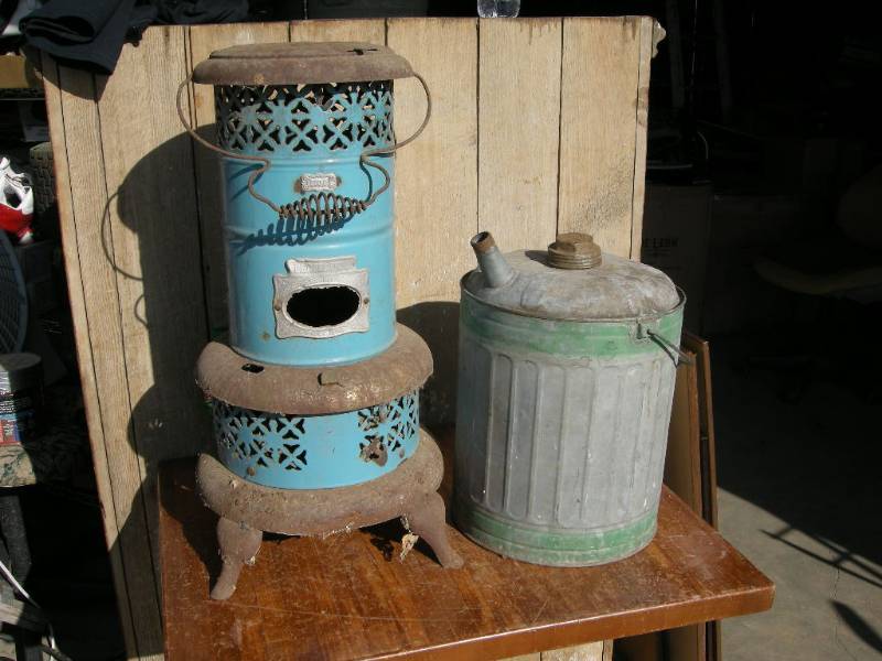 lot 104 image: Old Metal Stove and Fuel Can