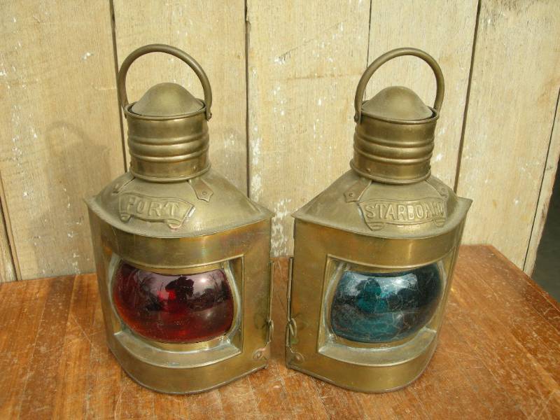 lot 141 image: Antique Brass Ship Lanterns