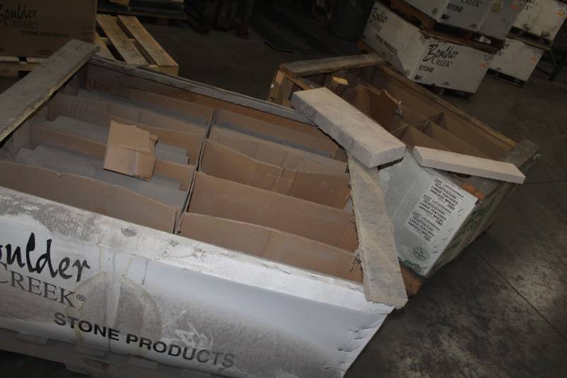 lot 20 image: Lot of (86) Boulder Creek Antique Tan 7in Heavy Duty Flat Sill 19.5x7x2.5in. , Antique Tan Large Flat Sill 19.5x5x1.5in.
