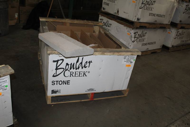 lot 29 image: Lot of (18) Boulder Creek Pewter Grey Peaked Wall Cap 12x24x3in.
