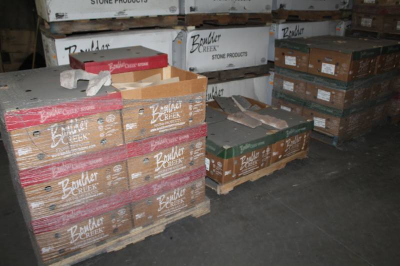 lot 41 image: Lot of (28 Boxes) Boulder Creek Italian Field Stone Lucky 13 90 Degree Corners and Flats