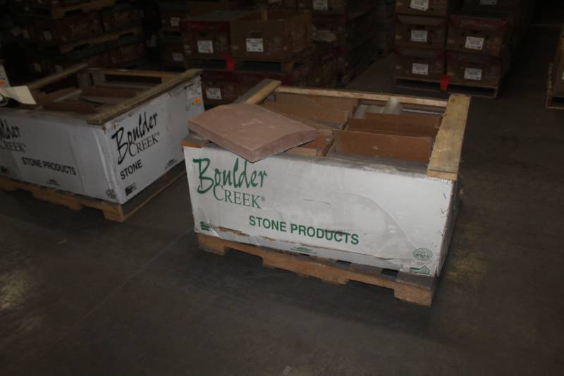 lot 57 image: Lot of (42) Boulder Creek Arkansas Peaked Capstone 16x24x3in., Arkansas Peaked Wall Cap 16x20x3in.