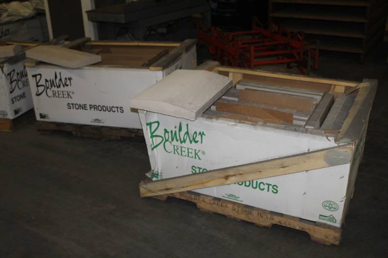 lot 63 image: Lot of (36) Boulder Creek Antique Tan Peaked Wall Cap 16x24x3in., Antique Tan Peaked Wall Cap 12x24x3in.