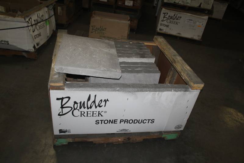 lot 144 image: Lot of (10) Boulder Creek Hearthstone Large Textured Light Gray Flats 24x24in.
