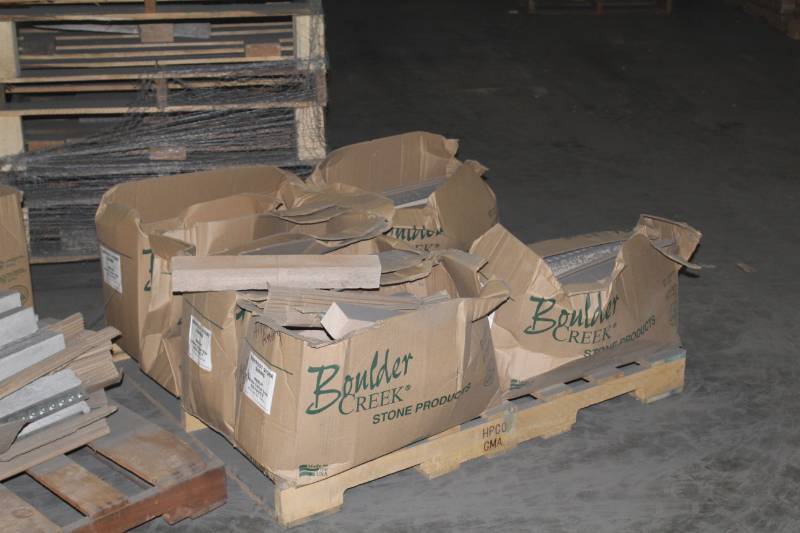 lot 206 image: Lot of (5 Boxes) Waypost Stone Siding Merlot Inside Corner Trim