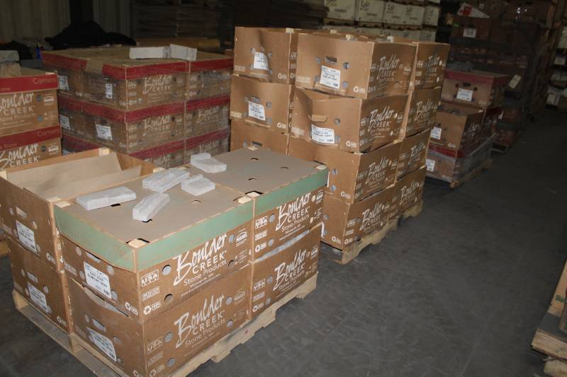 lot 214 image: Lot of (10 Boxes) Boulder Creek Fast Stak Gunflint Gray 90 Degree Corners
