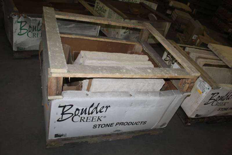 lot 220 image: Lot of (9) Boulder Creek Post Cap 24x24in. Flat Antique Tan 24x24in.