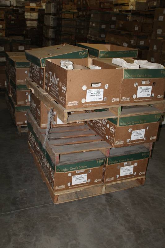 lot 268 image: Lot of (23 Boxes) Boulder Creek Fast Stak Jaffa Beige Flats
