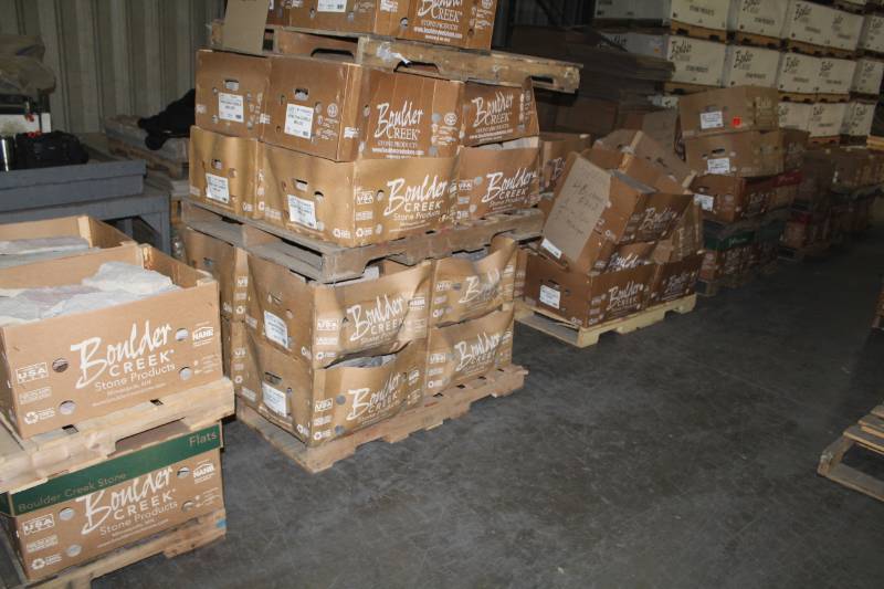 lot 284 image: Lot of (54 Boxes) Boulder Creek Spliface Great Lakes Flats, Venetian Cobble BiellaMolise 90 Degree Corners and Flats, And More