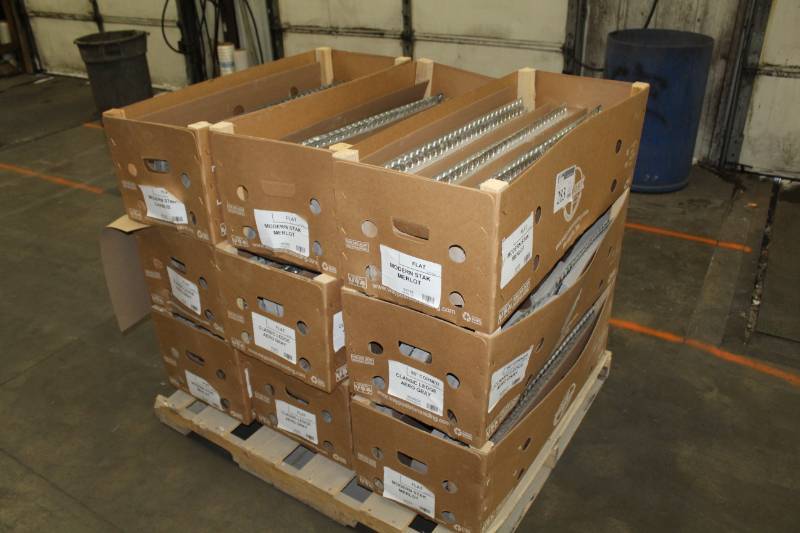 lot 283 image: Lot of (9 Boxes) Boulder Creek Modern Stak ChablisMerlot Flats, Classic Ledge Aero Gray Flats
