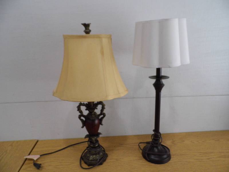 lot 58 image: 2 Metal Wood Lamps