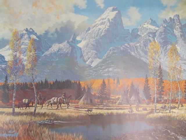 lot 80 image: Large Signed & Numbered ROY KERSWILL Autumn Camp Print 683950