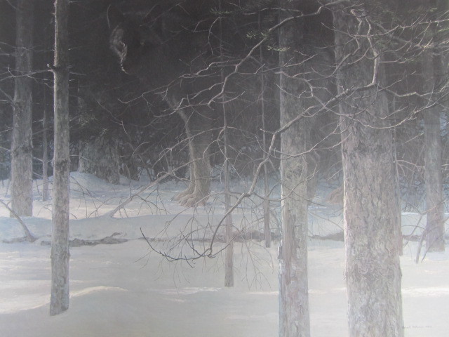 lot 104 image: Large Signed & Numbered ROBERT BATEMAN Midnight-Black Wolf Print 21,87625,352