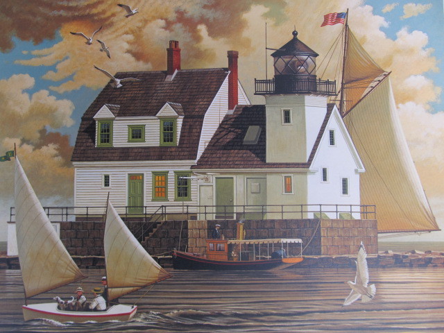 lot 116 image: Signed & Numbered CHARLES WYSOCKI Rockland Breakwater Light Print  11302500