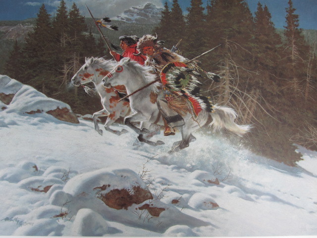 lot 123 image: Signed & Numbered FRANK McCARTHY In The Land Of The Winter Hawk Print  3751000