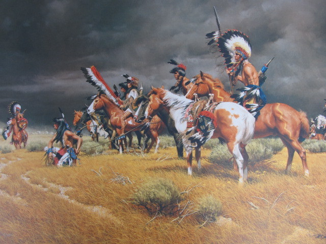 lot 128 image: 1982 Signed & Numbered FRANK McCARTHY Watching The Wagons Print  1251400