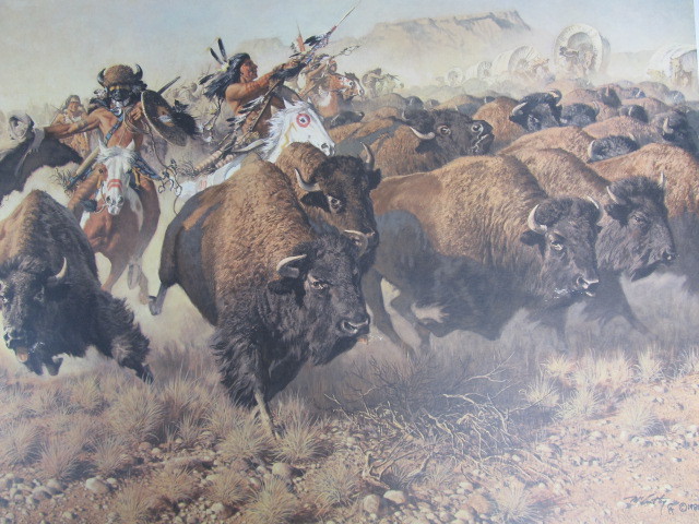 lot 137 image: Signed & Numbered FRANK McCARTHY Attack On The Wagon Train Print 4561400