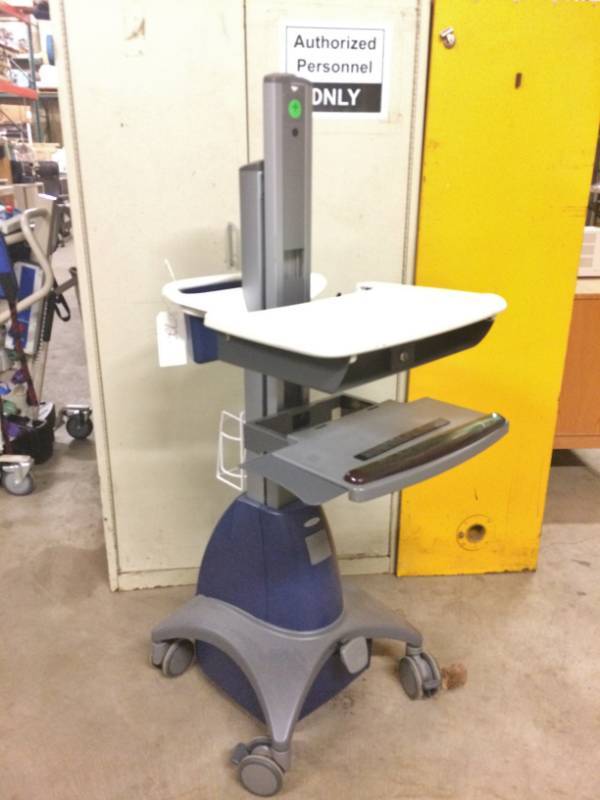 lot 12 image: WOW MSRP $4000 Ergotron StyleView Powered&nbspIndustrial Grade Mobile Laptop Or Stand UpSit Computer Workstation Height Adjustable Platform Medical COW Cart - Electronics Not Included