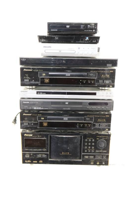 lot 12 image: 9 DVDCD Players. Untested. No Remotes.
