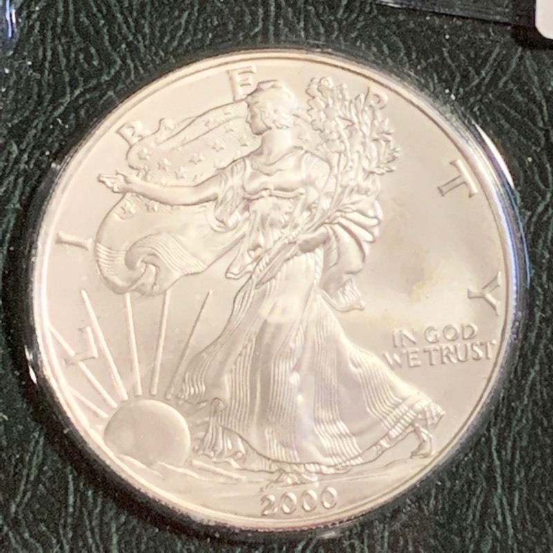 lot 36 image: 2000 Silver American Eagle Dollar C...