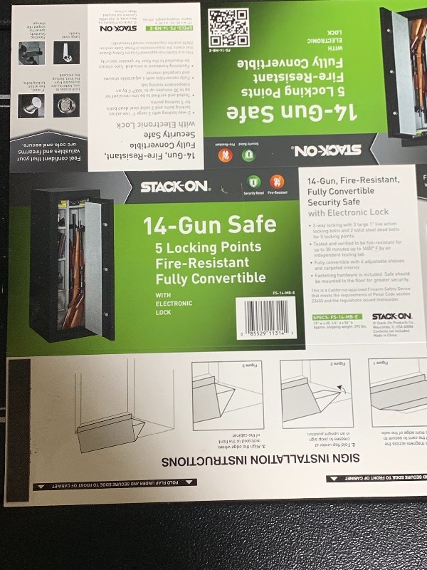 lot 12 image: Stack-on 14-Gun Safe Electronic Lock in Matte Black (MUST CONTACT MANUFACTURE FOR CODE- no keylocked)