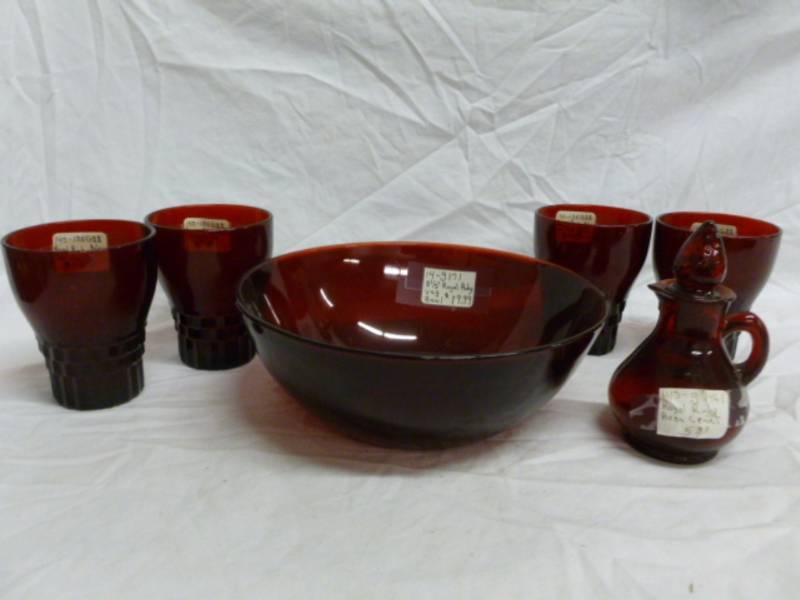 lot 127 image: Vintage Ruby Red Glass