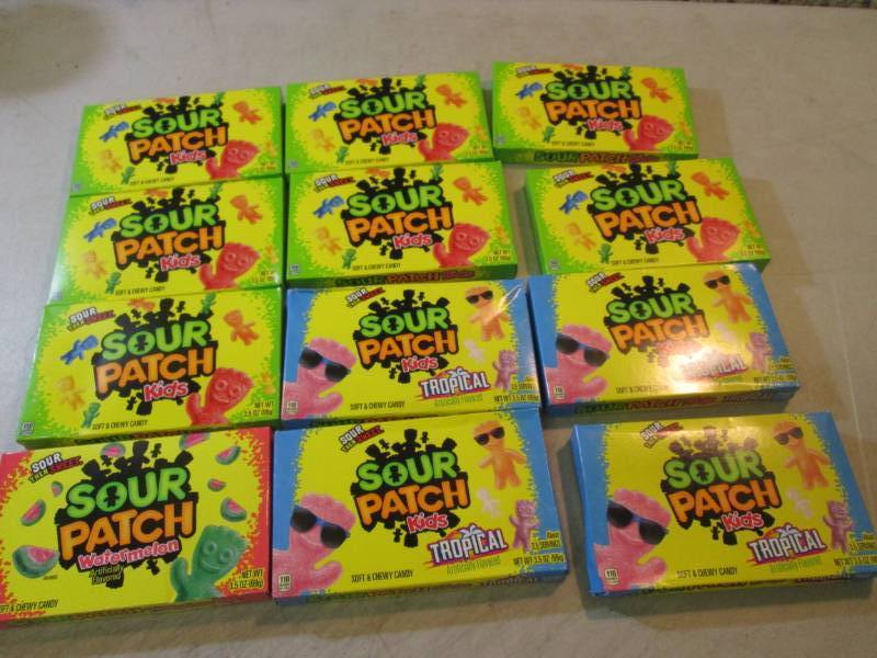 lot 54 image: 12 Assorted Boxes of Sour Patch Kid...