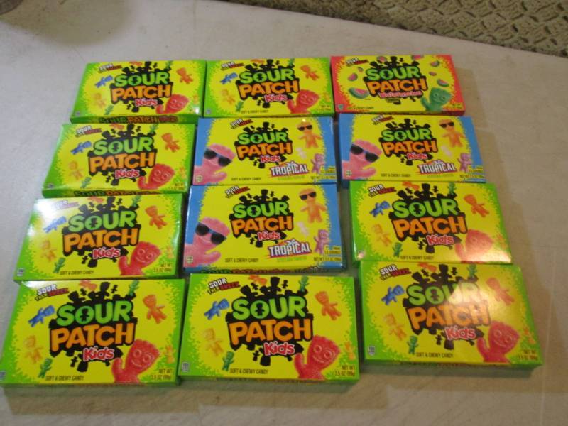 lot 55 image: 12 Assorted Boxes of Sour Patch Kid...