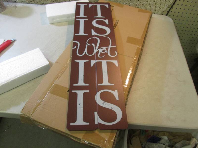 lot 63 image: It Is What It Is Wood Wall Plaque 8...