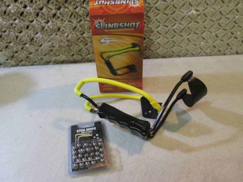 lot 90 image: Folding Slingshot with Pack of Ammo...