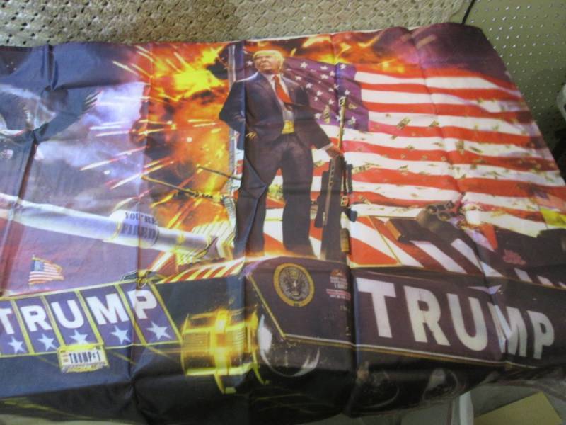lot 93 image: 3 ft x 5 ft Trump on Tank Flag New ...