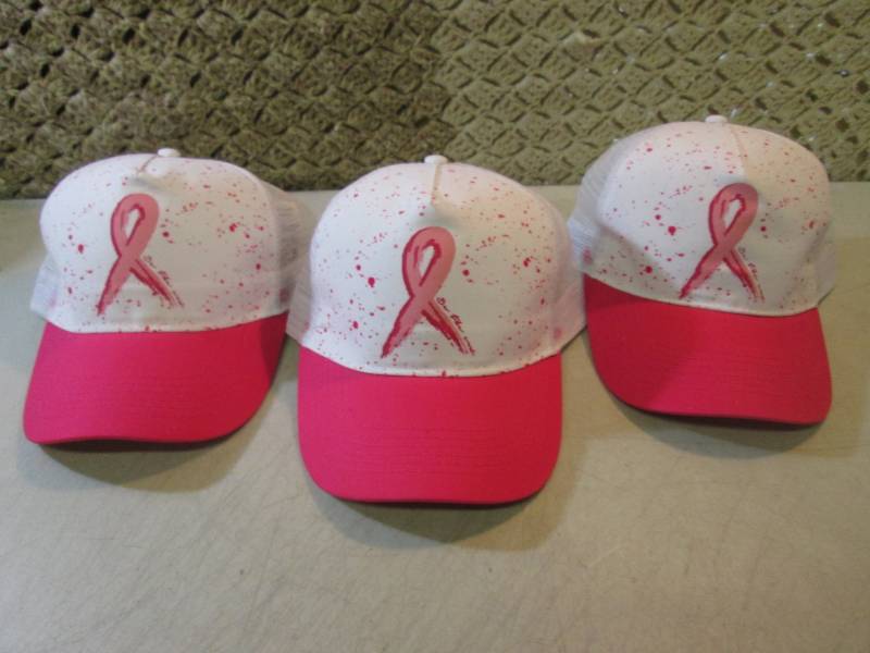 lot 100 image: Lot of 3 Pink Ribbon Caps New with ...