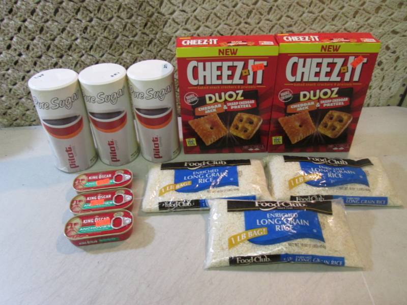 lot 125 image: Sugar, Cheez-Its, Rice and Anchovie...