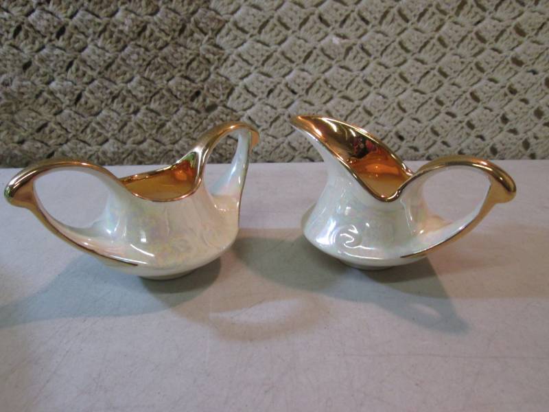 lot 135 image: Mother of Pearl Creamer and Sugar w...