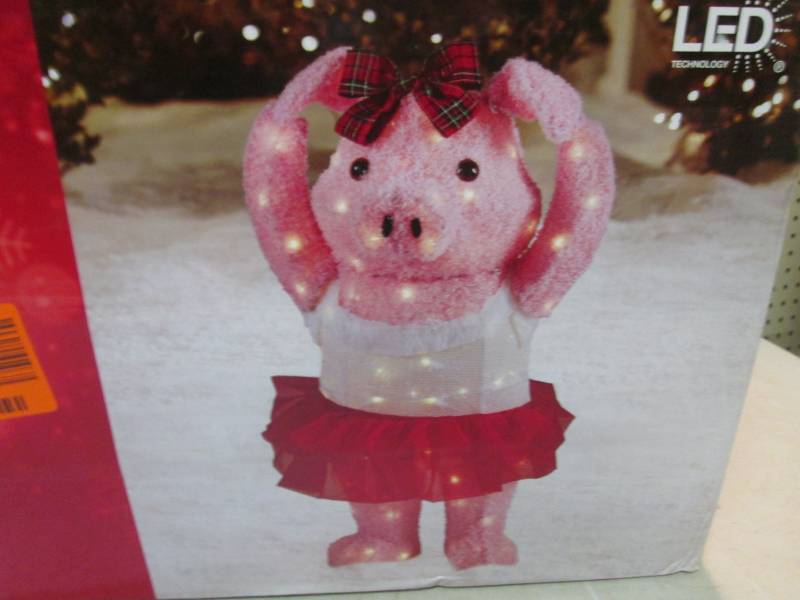 lot 190 image: 2 ft 6 in LED Light-Up Pig with Tut...
