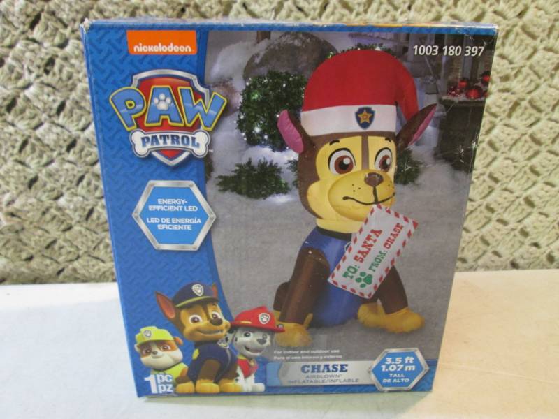 lot 213 image: 3.5 ft Paw Patrol Chase Inflatable ...