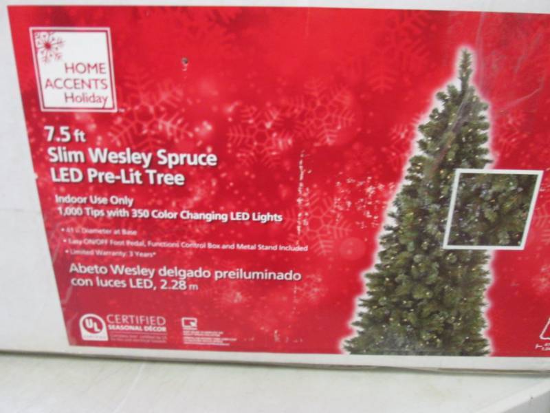 lot 222 image: 7.5 ft Slim Wesley Spruce LED Pre-L...
