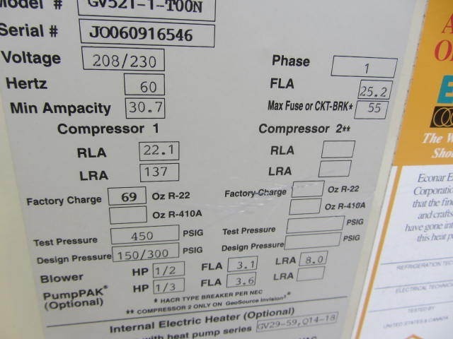 lot 39 image: Econar Heat Pump