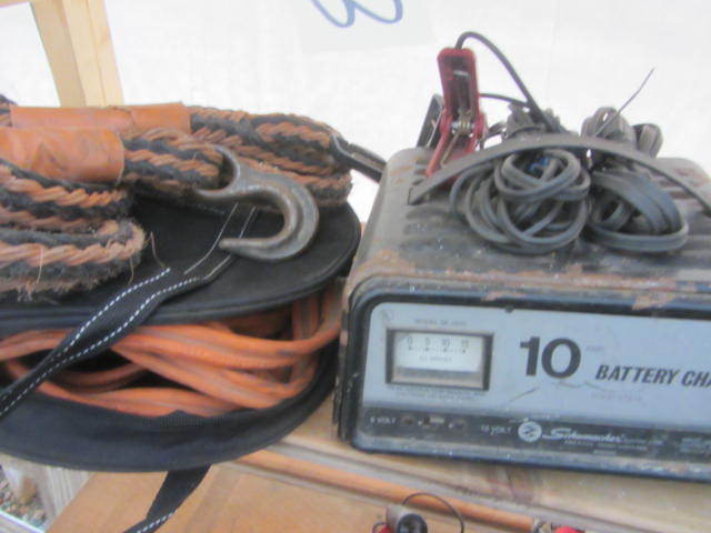 lot 118 image: Tow Rope, Jumper Cables, Batt Charger