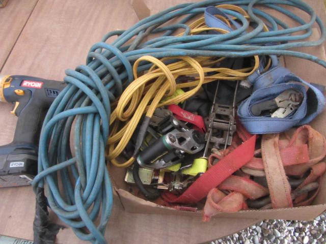 lot 130 image: Ryobi Drill, Lithium Battery, Ratchets