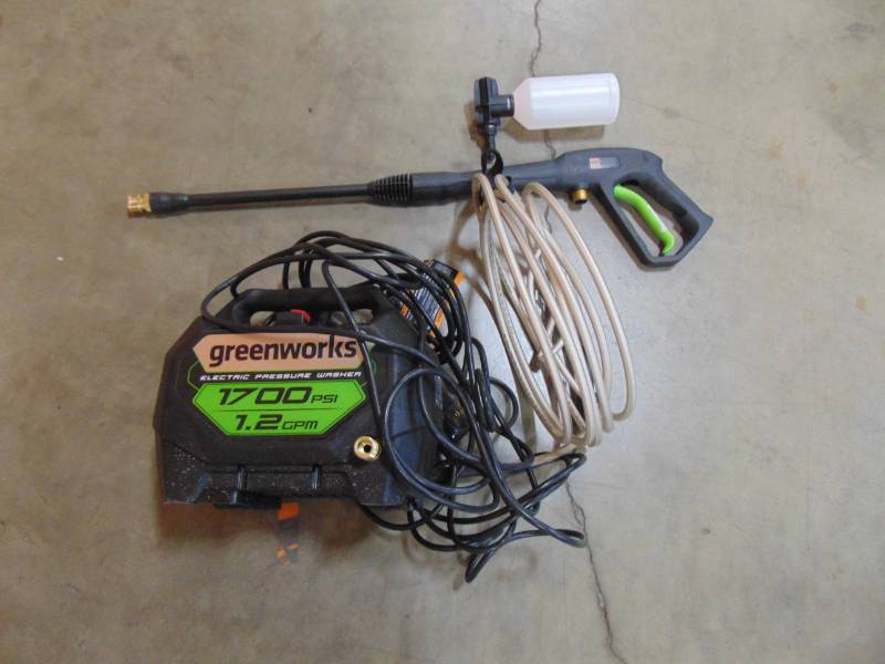 lot 11 image: Greenworks 1700-PSI 1.2-GPM Cold Water Electric Pressure Washer GPW1704