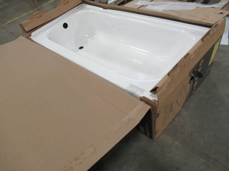 lot 161 image: Briggs Pendant 60 X 30 X 14 14 White Porcelain Enameled Steel Rectangular Left-Hand Drain 255880